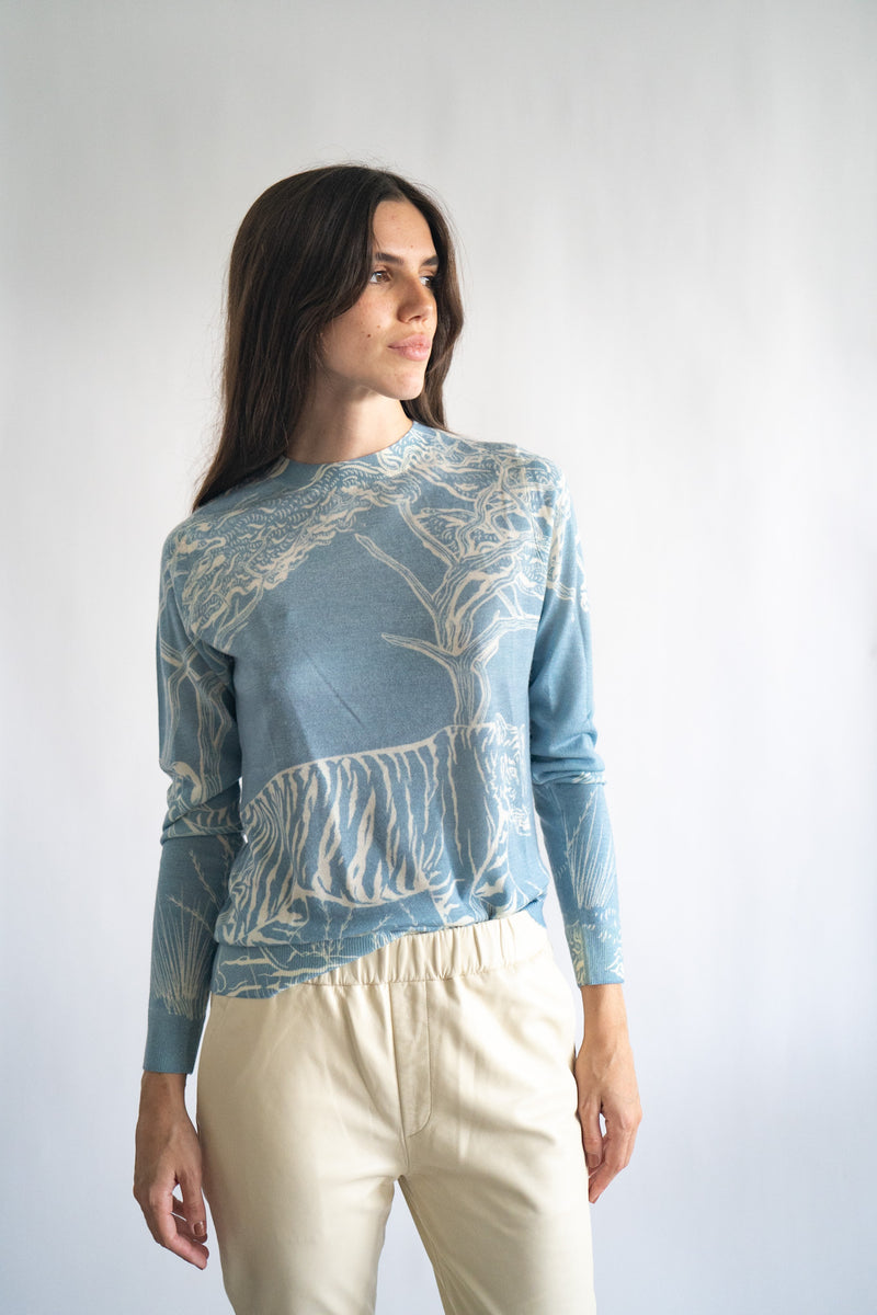 Las Surenas Safari Blue Cashmere Sweater