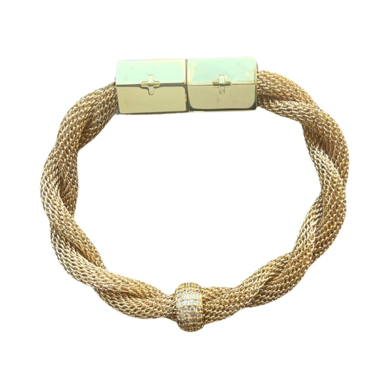 Holst + Lee Gold Mesh Twisted Bracelet w/Stone