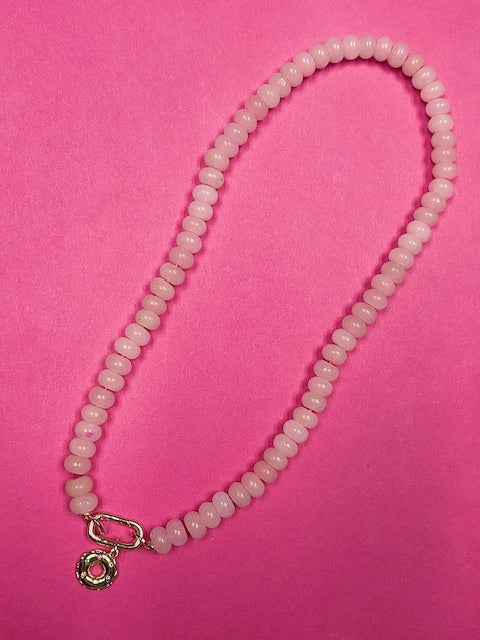 Pink Quartz Why Knot Necklace