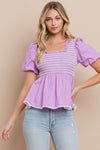 Lavender Smocked Top